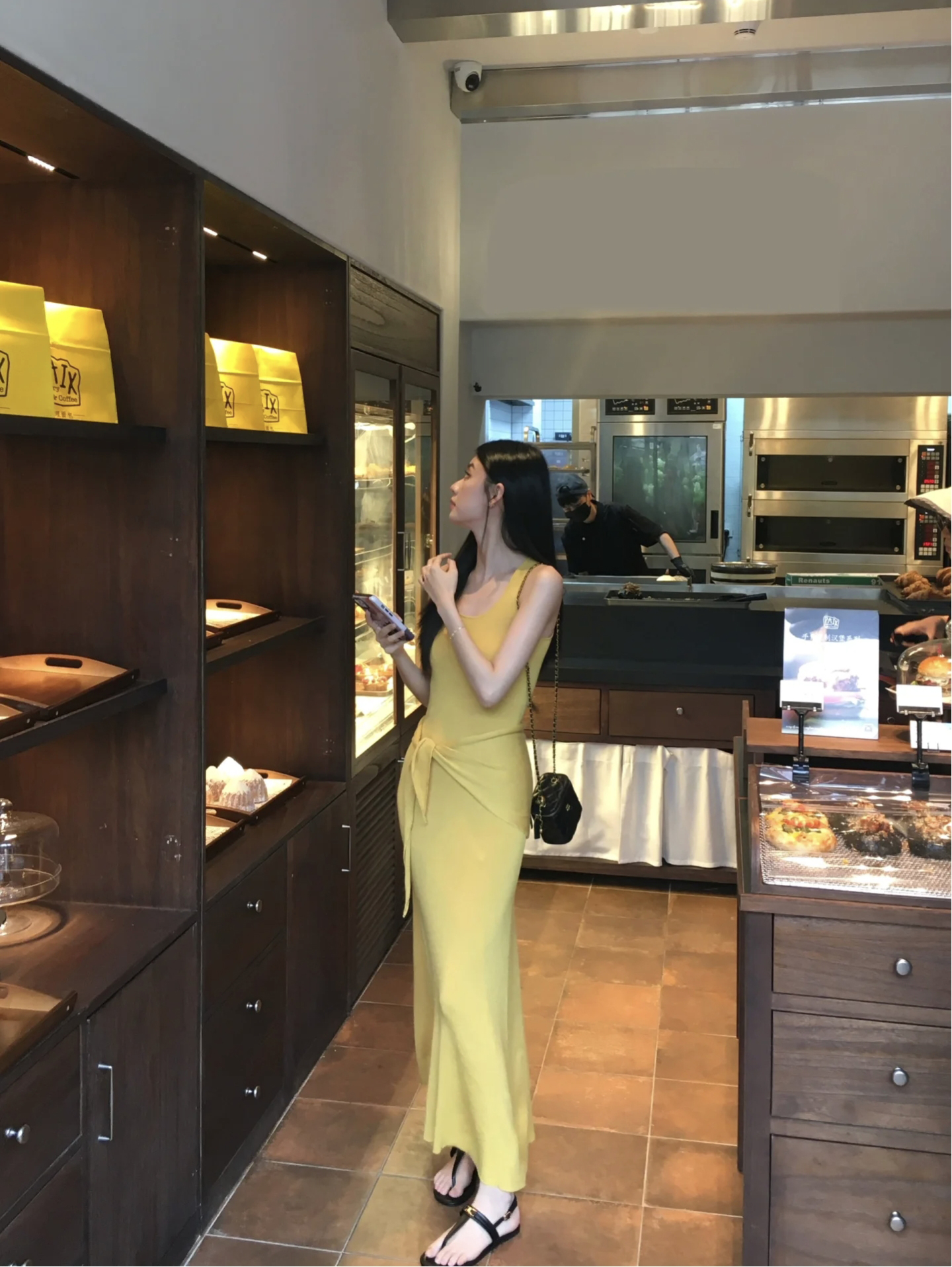 French Style Yellow Sleeveless Tank Dress Slim Fit Bodycon - Image 2
