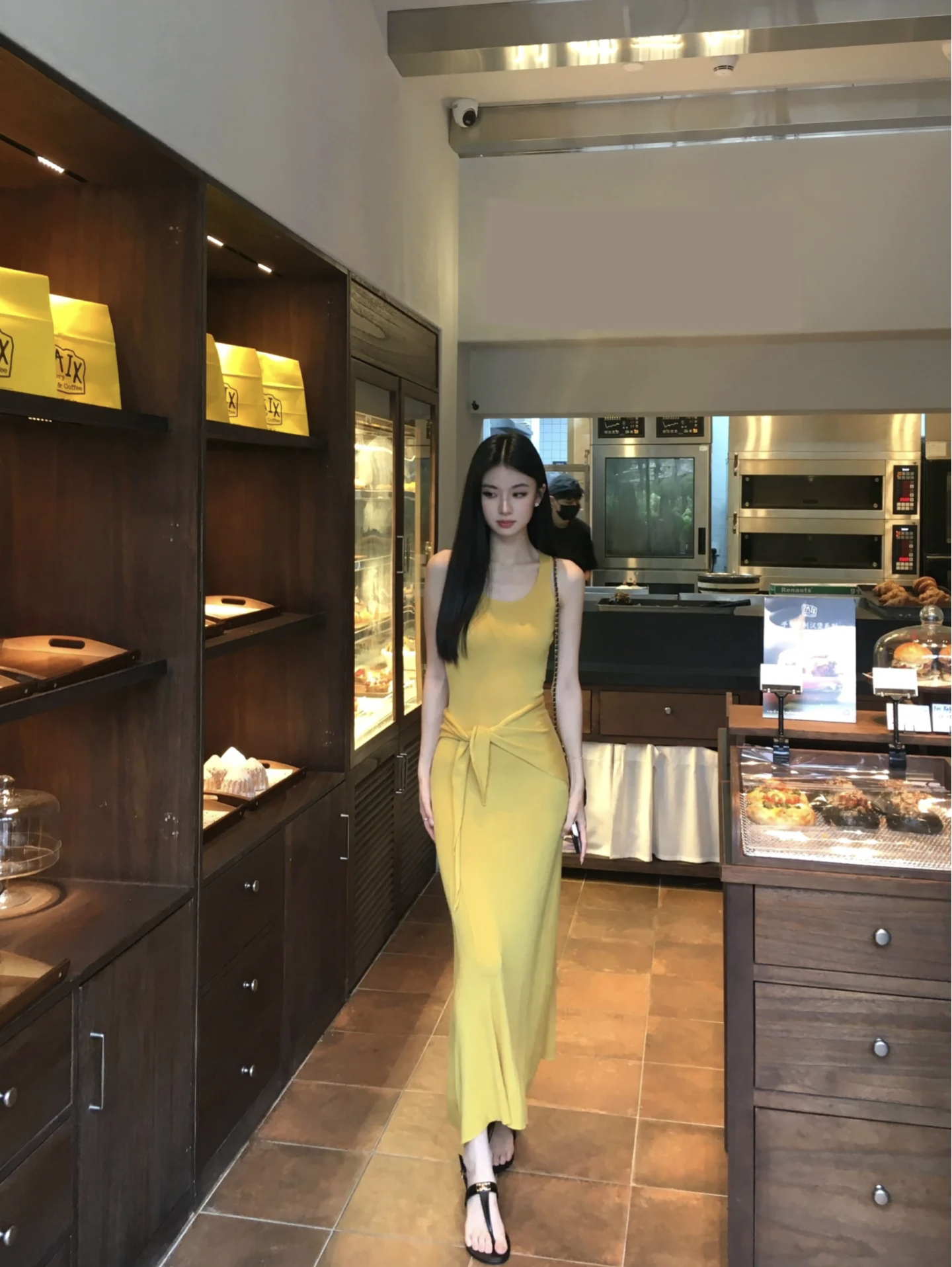 French Style Yellow Sleeveless Tank Dress Slim Fit Bodycon - Image 3