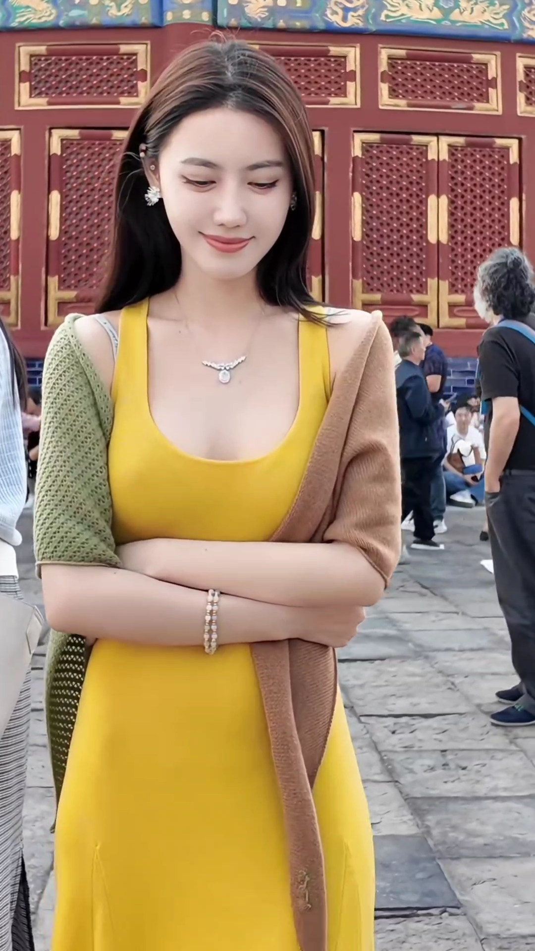 Elegant Slim Fit U Neck Tank Dress Women Midi Color Block Shawl Two Piece Set