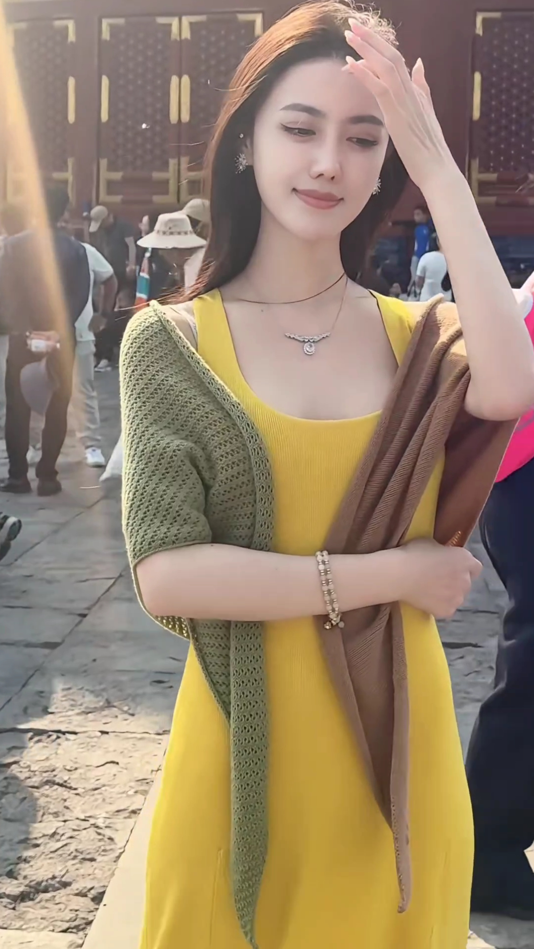 Elegant Slim Fit U Neck Tank Dress Women Midi Color Block Shawl Two Piece Set - Image 4