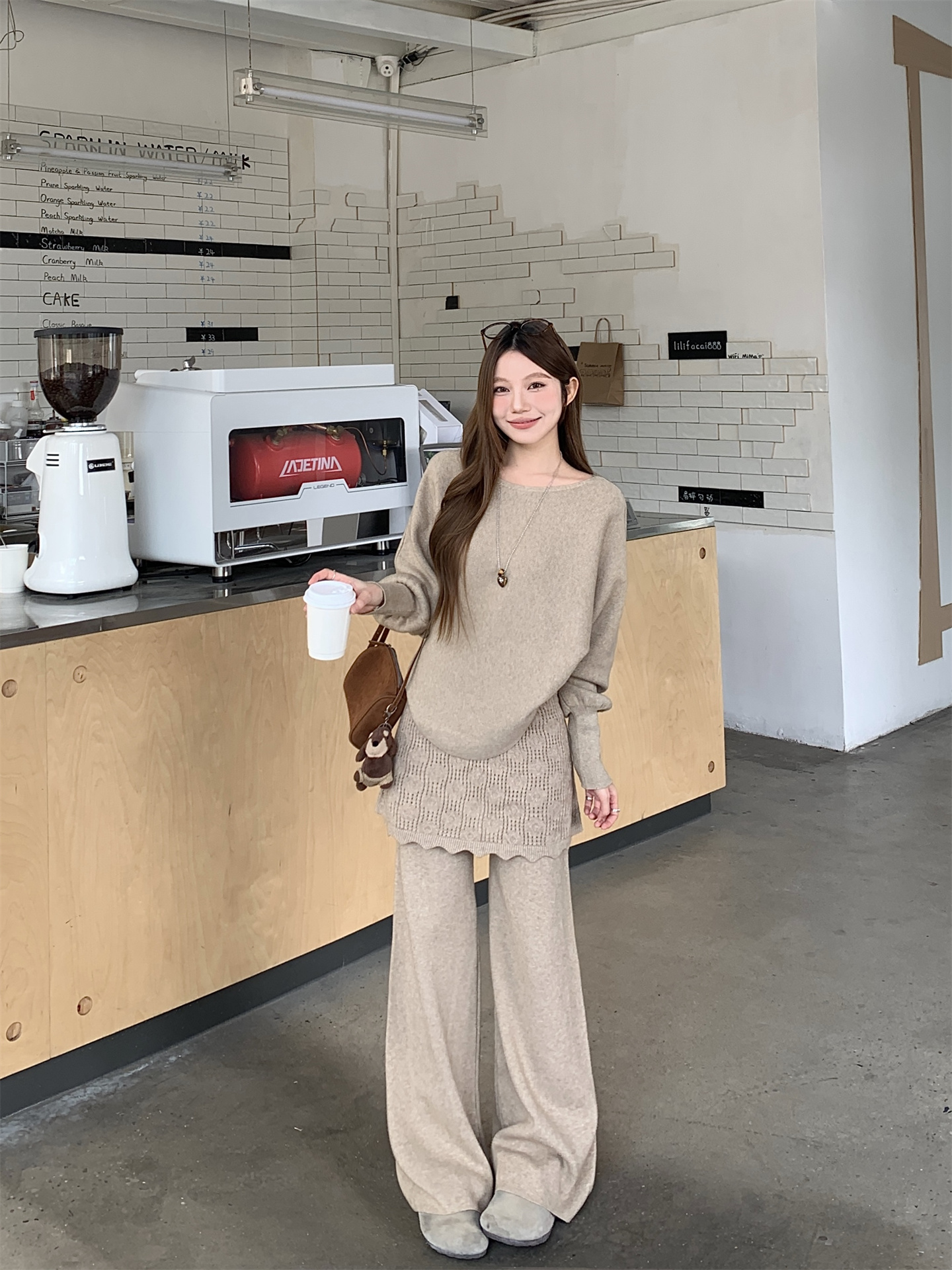 Sweet Knit Two-Piece Set with Faux Layered Pants - Style f312f2 - Image 2