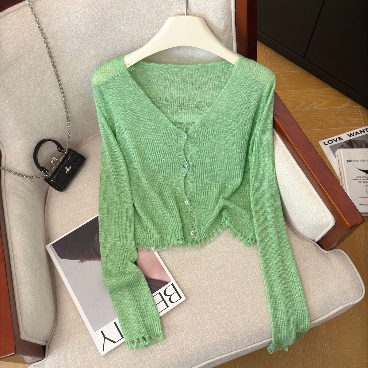 Women’s Beaded Knit Sun Protection Cardigan with Fringe Summer 2026