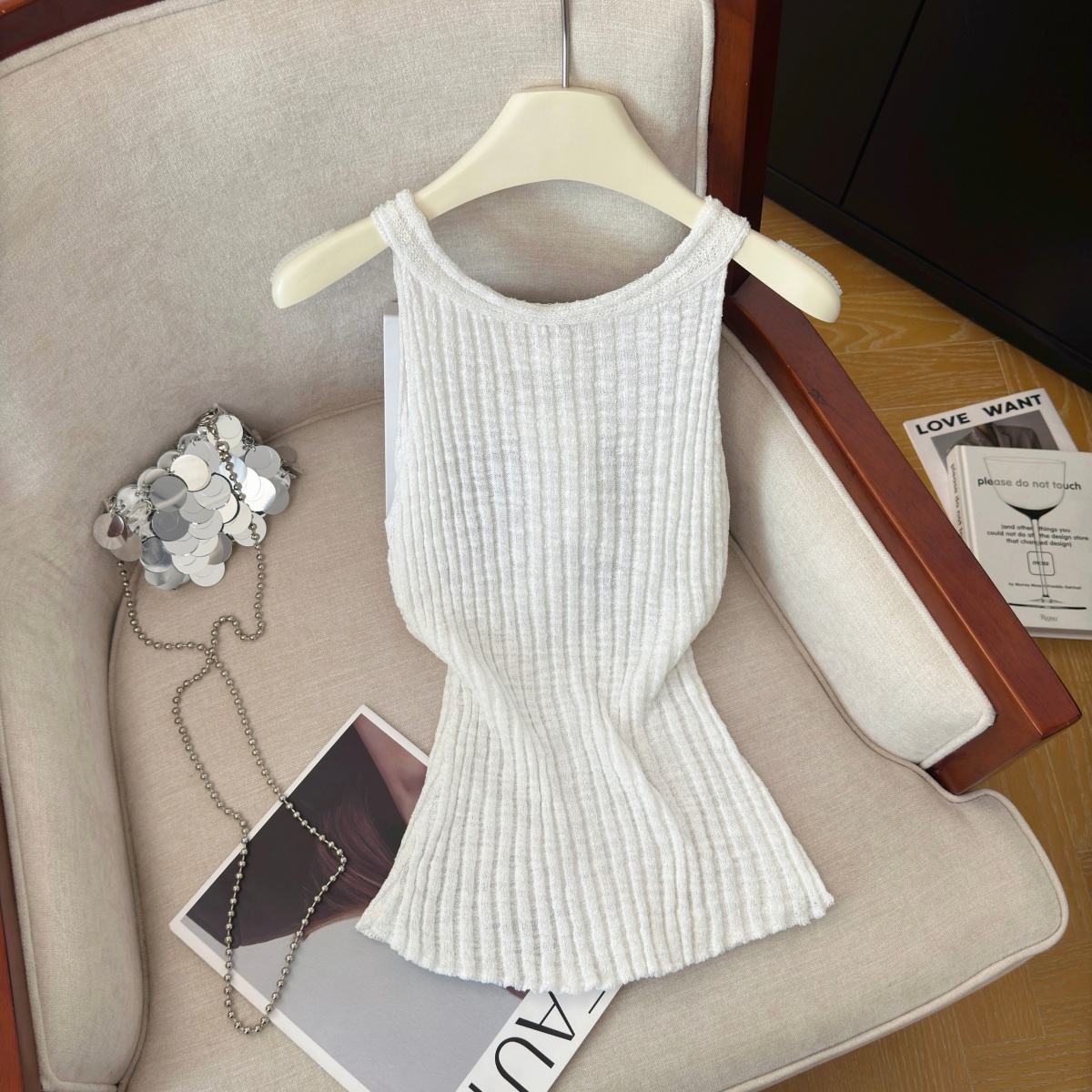 Women's Sleeveless Knit Vest with Back Ribbon Detail Summer New Soft Comfortable Sexy Top - Image 4