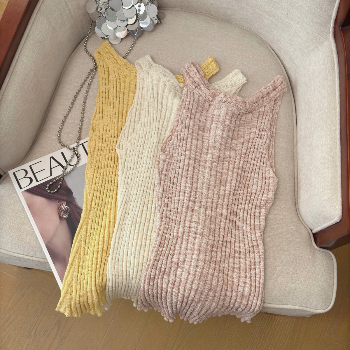 Women's Sleeveless Knit Vest with Back Ribbon Detail Summer New Soft Comfortable Sexy Top - Image 5
