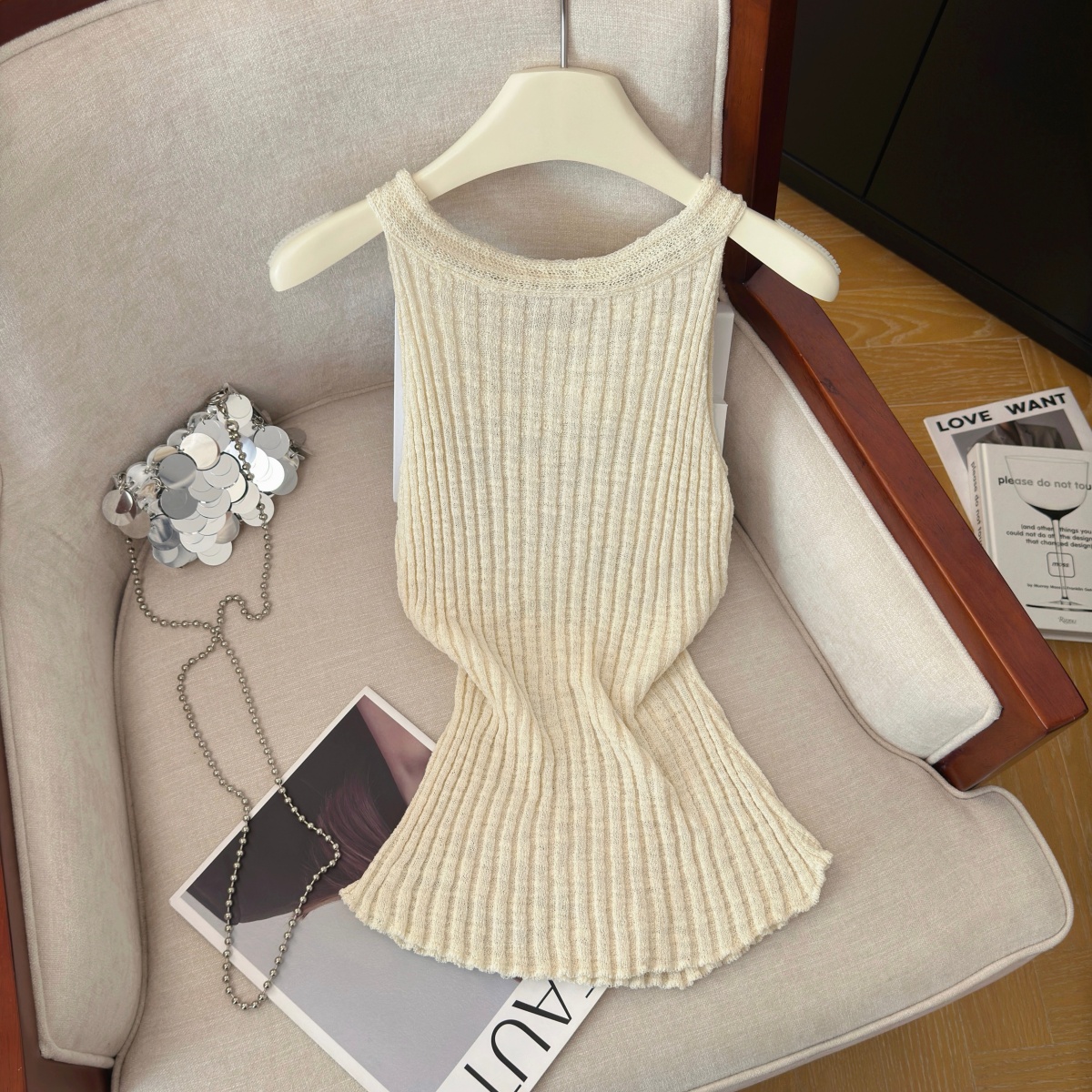 Women's Sleeveless Knit Vest with Back Ribbon Detail Summer New Soft Comfortable Sexy Top - Image 3