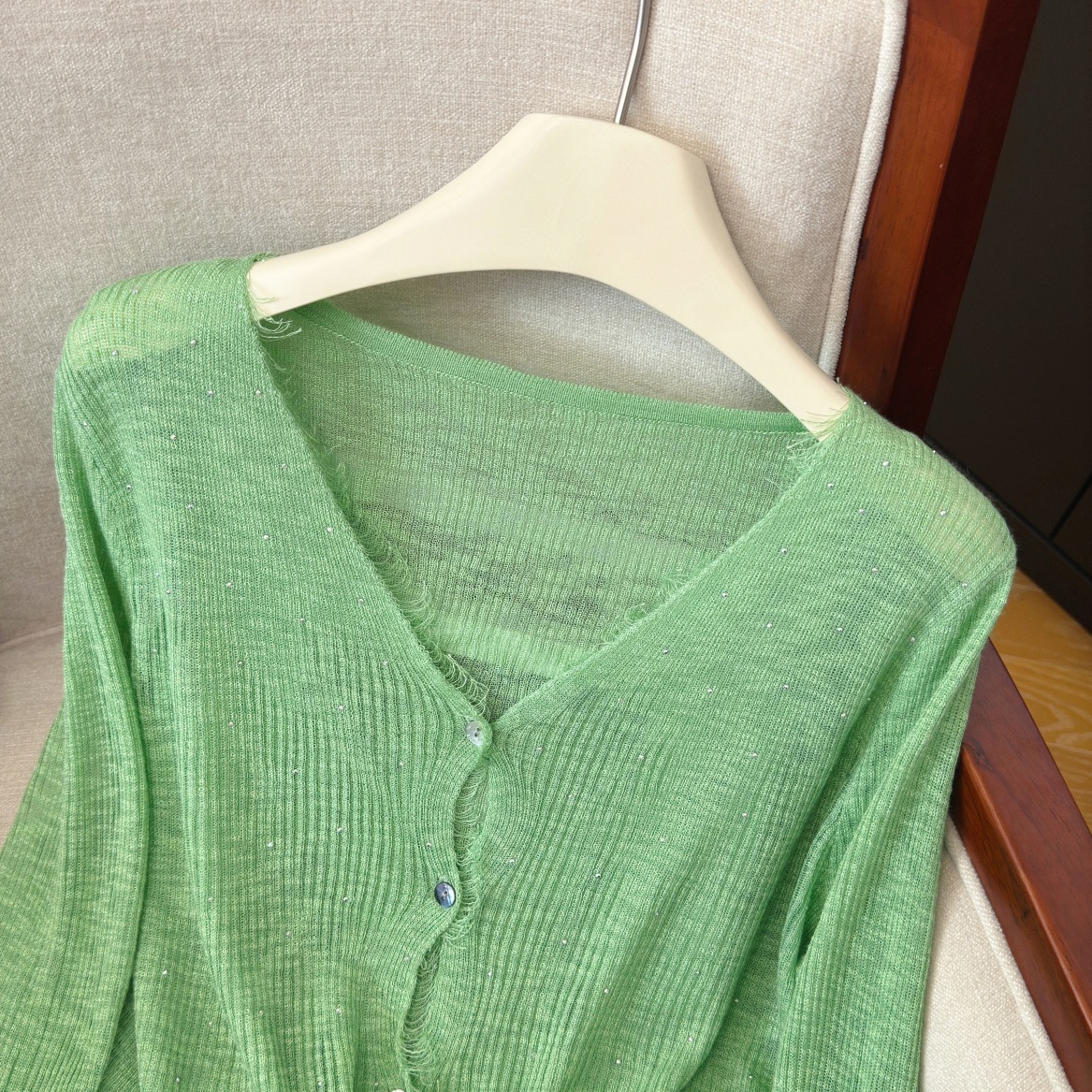 Women's Beaded Knit Sun Protection Cardigan with Fringe Summer 2026 - Image 2