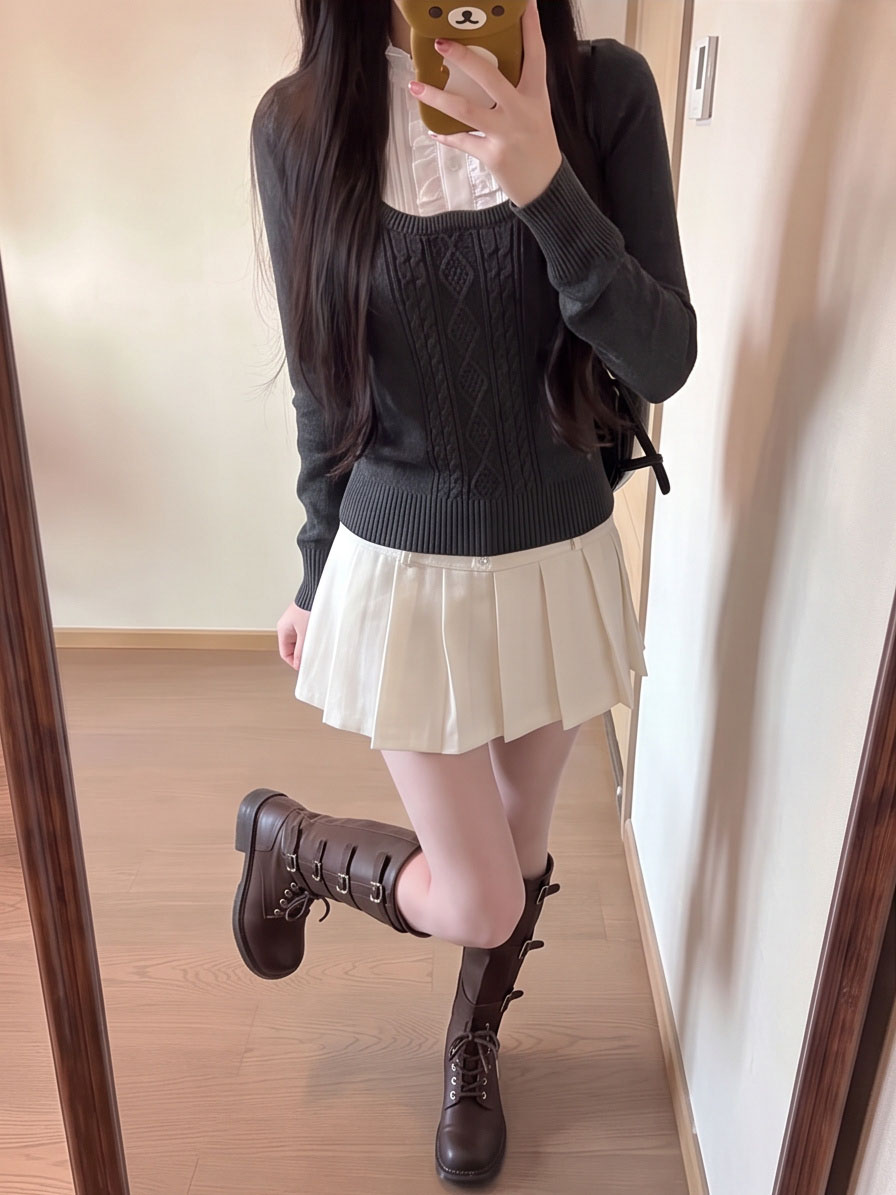 Sweet High-Waist Pleated Skirt Shorts with Elastic Waist and Anti-Exposure Lining for Women Autumn Winter Wool-Blend Short Skirt