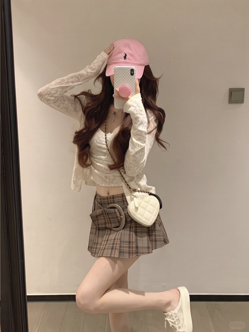2026 Autumn Plaid and Leopard Print Pleated Mini Skirt for Women - Image 3