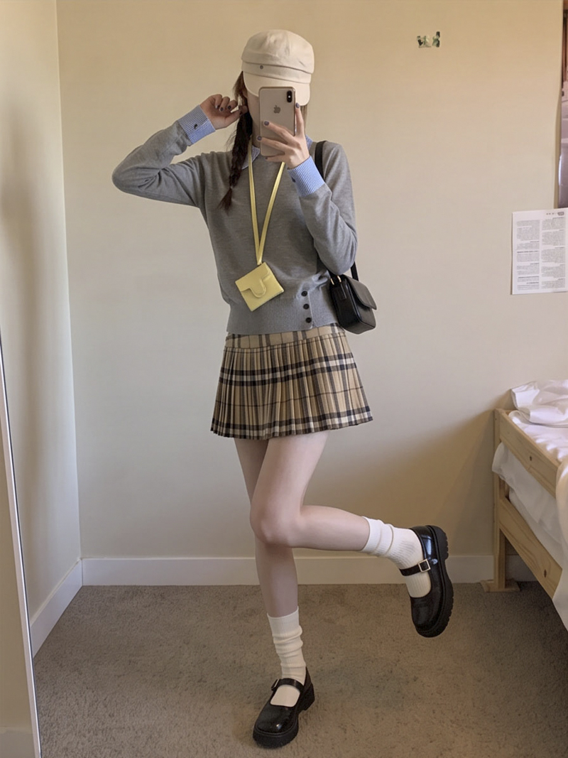 Korean Style Plaid Pleated Mini Skirt for Women High Waist A-Line Short Skirt - Style b221bc - Image 2