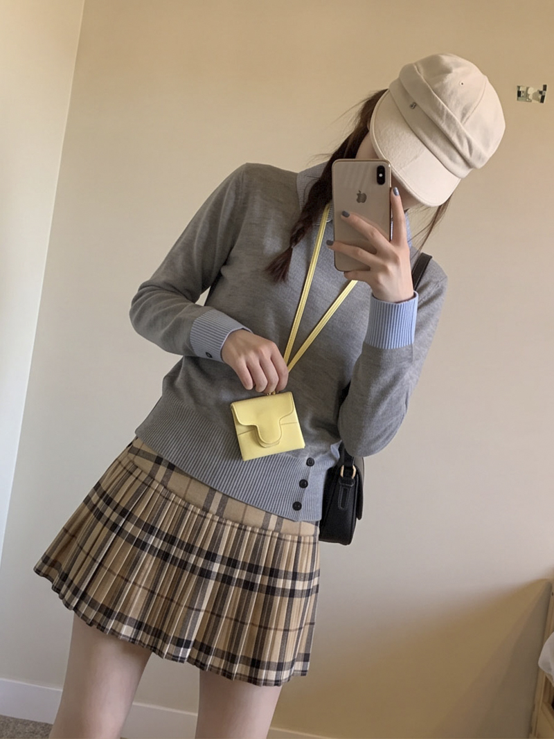Korean Style Plaid Pleated Mini Skirt for Women High Waist A-Line Short Skirt – Style b221bc